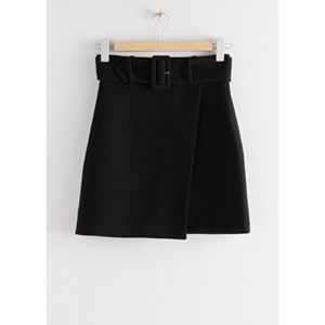 & Other Stories belted overlap mini skirt, NWT